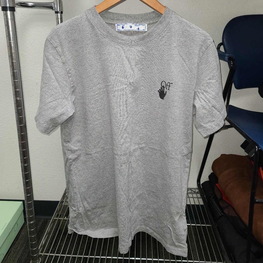 Used Off-White Fading Arrows Logo Light Grey T-Shirt Size L